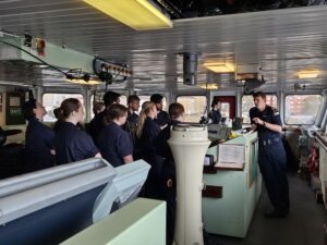 Officer Cadets on board a naval vessel.