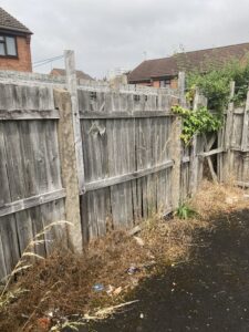 Broken fence surrounding the cadet centre.