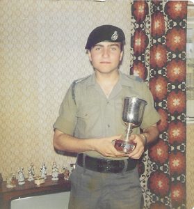 Nigel Sarling with trophy for Cadet of the year in 1980.