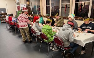 Cadets enjoying a Christmas lunch.